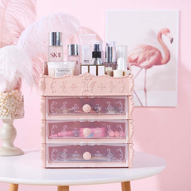 Product Rack Transparent Multi-layer Cosmetic BoxNet Red European Cosmetic Storage Box Drawer Dresser Skin Care