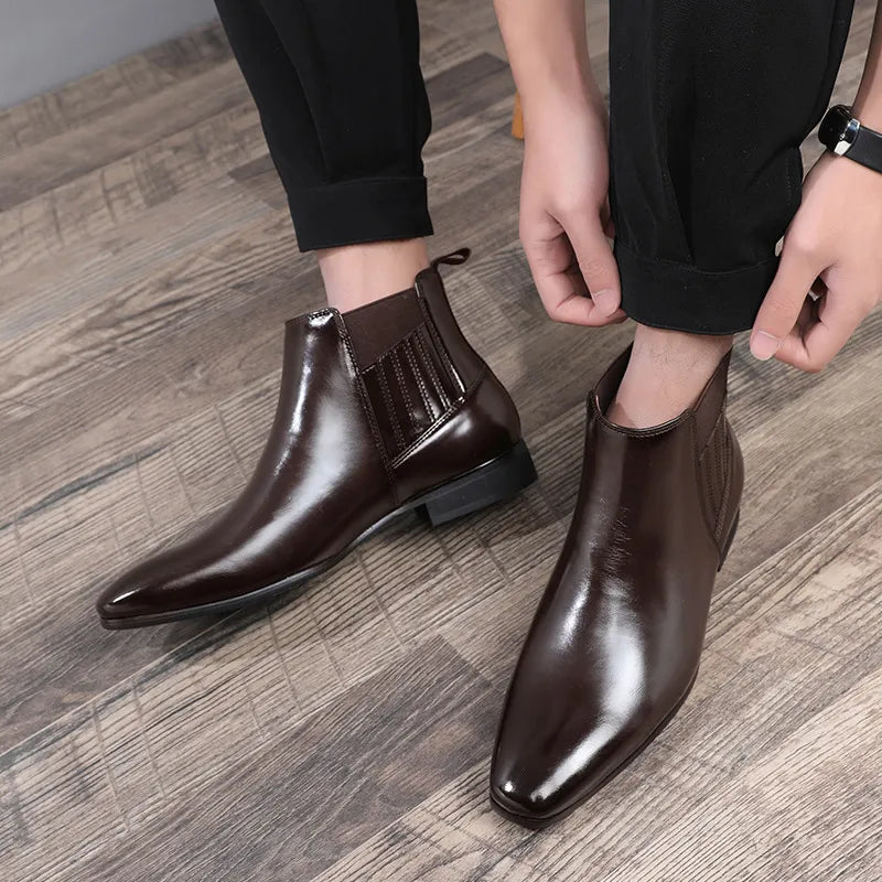 Pointed Toe Chelsea-style Boots For Men Fashion British Style