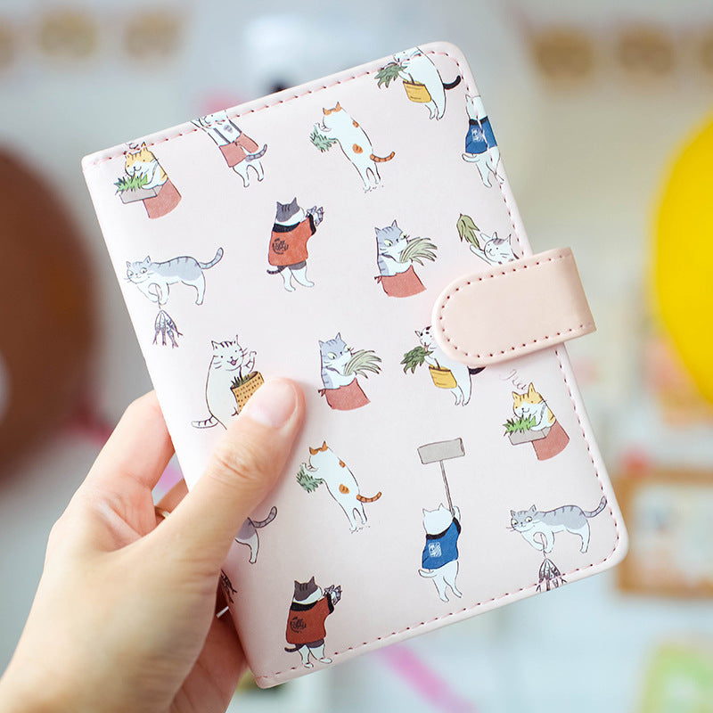 Golden Valley 32K Floating World Cat Language Coloring Page Cartoon Leather Buckle This Creative Cute Pocket Book Diary Notepad