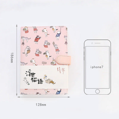 Golden Valley 32K Floating World Cat Language Coloring Page Cartoon Leather Buckle This Creative Cute Pocket Book Diary Notepad