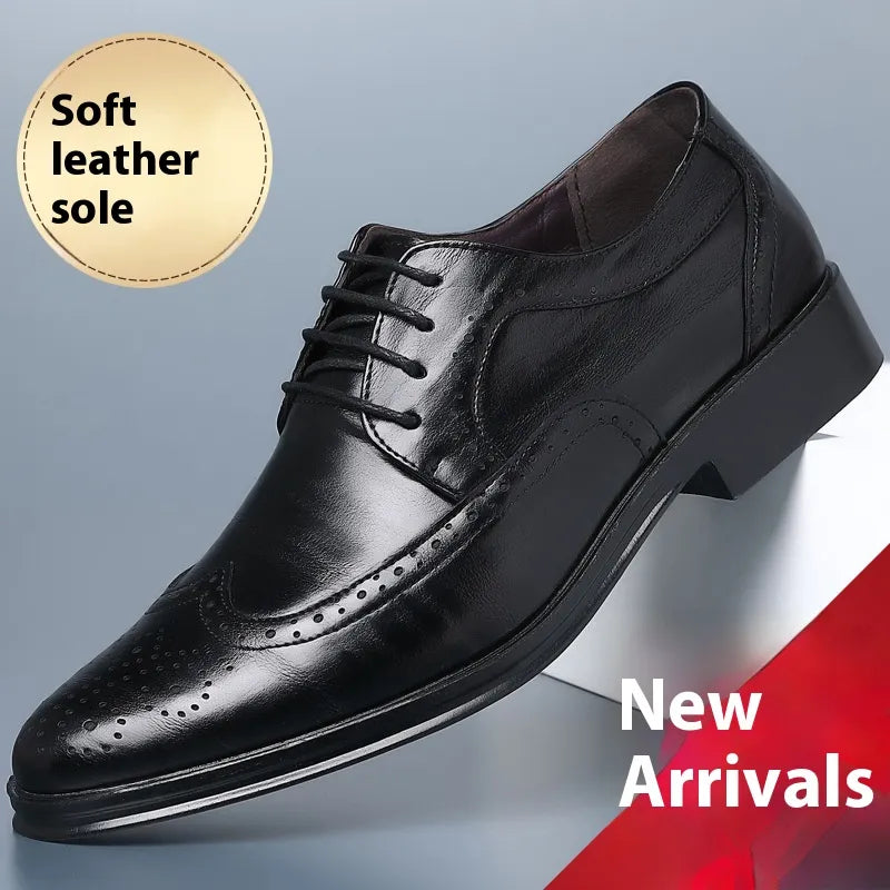 Block Carved Casual Leather Shoes For Men