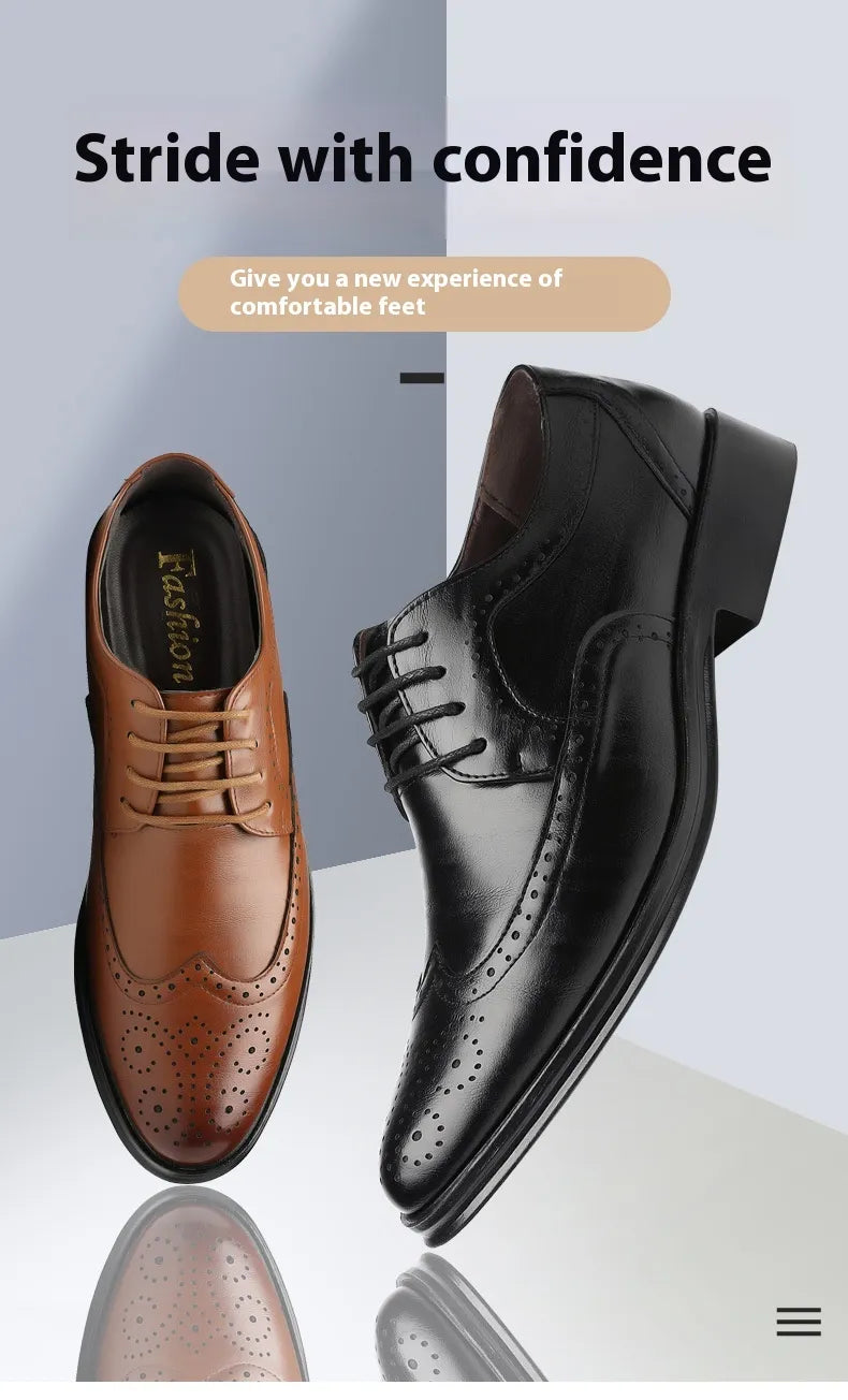 Block Carved Casual Leather Shoes For Men