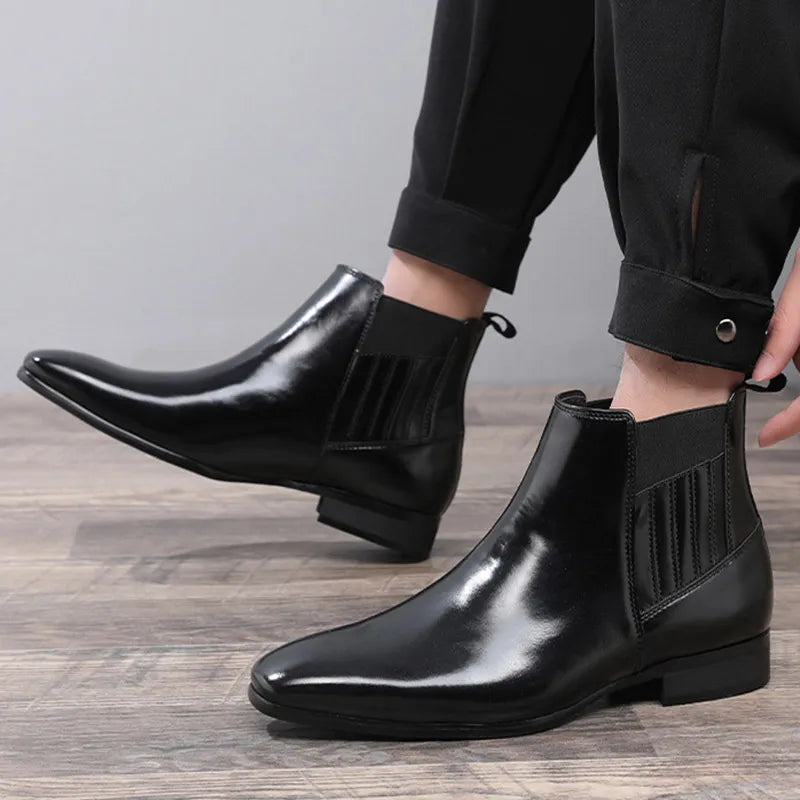 Pointed Toe Chelsea-style Boots For Men Fashion British Style