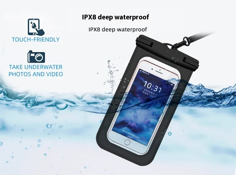 Outdoor Mobile Phone Waterproof Bag Swimming Diving Touch Screen PVC