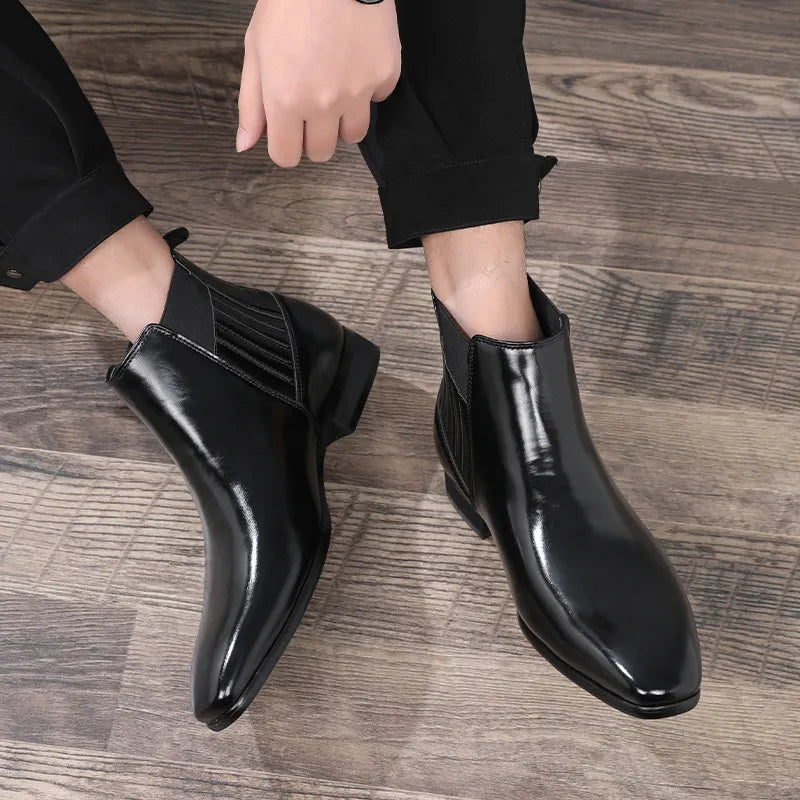 Pointed Toe Chelsea-style Boots For Men Fashion British Style
