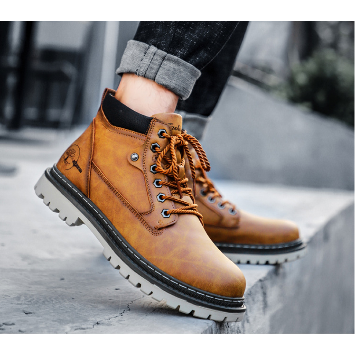 Casual High Top Leather Tooling Shoes Men