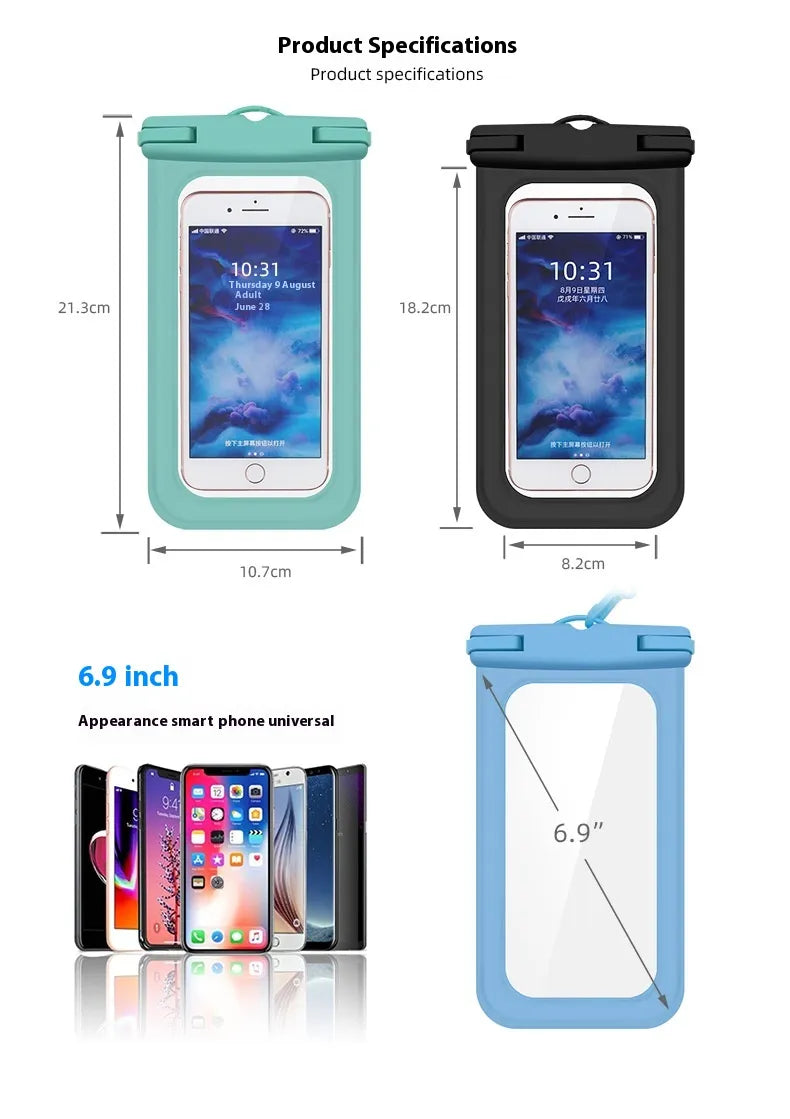 Outdoor Mobile Phone Waterproof Bag Swimming Diving Touch Screen PVC