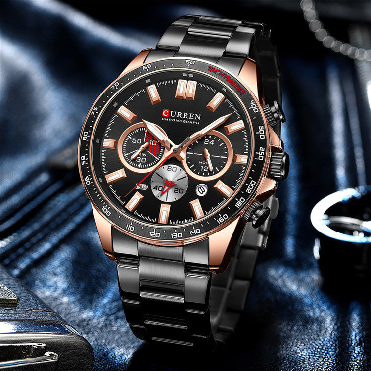 Men's Waterproof Calendar Steel Belt Quartz Watch