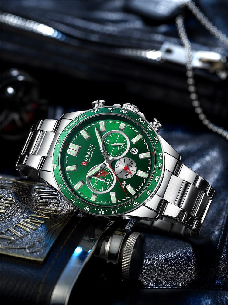 Men's Waterproof Calendar Steel Belt Quartz Watch