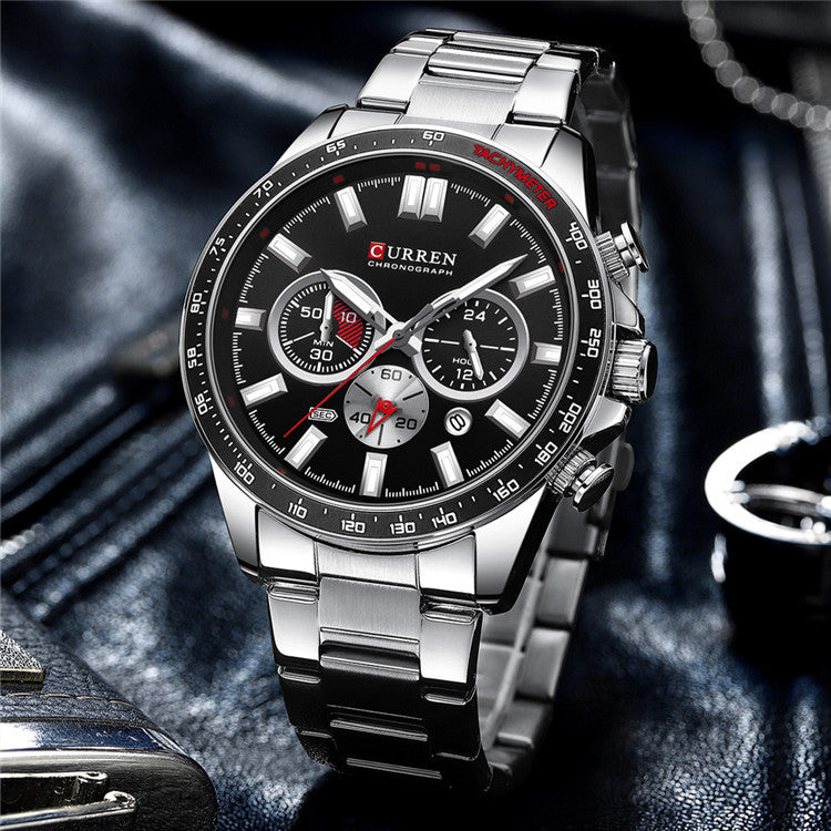 Men's Waterproof Calendar Steel Belt Quartz Watch