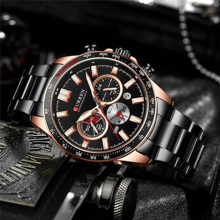Men's Waterproof Calendar Steel Belt Quartz Watch