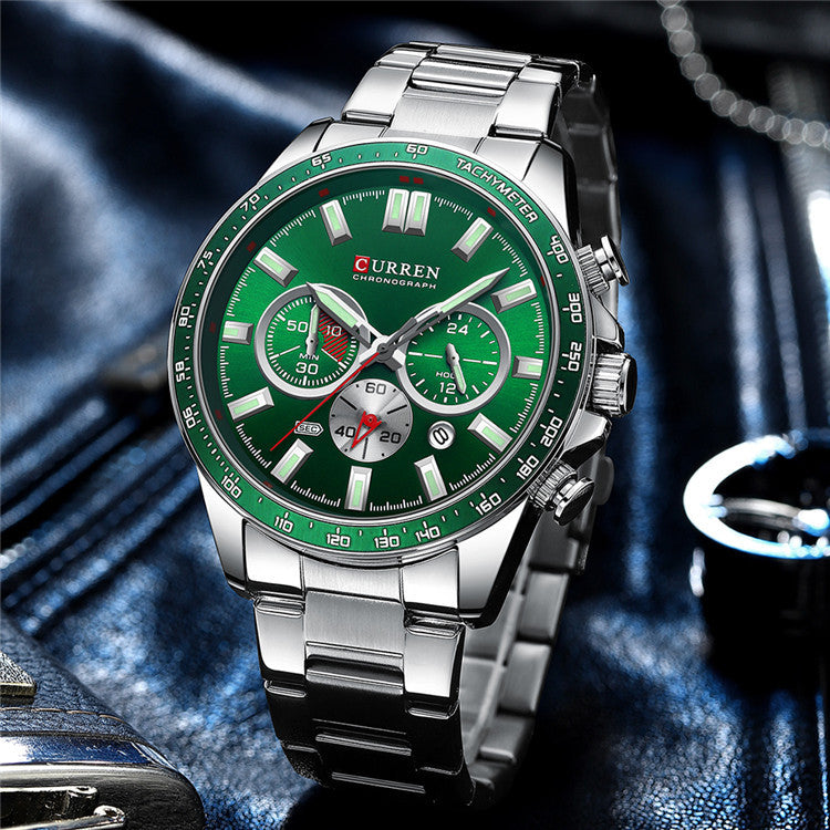 Men's Waterproof Calendar Steel Belt Quartz Watch