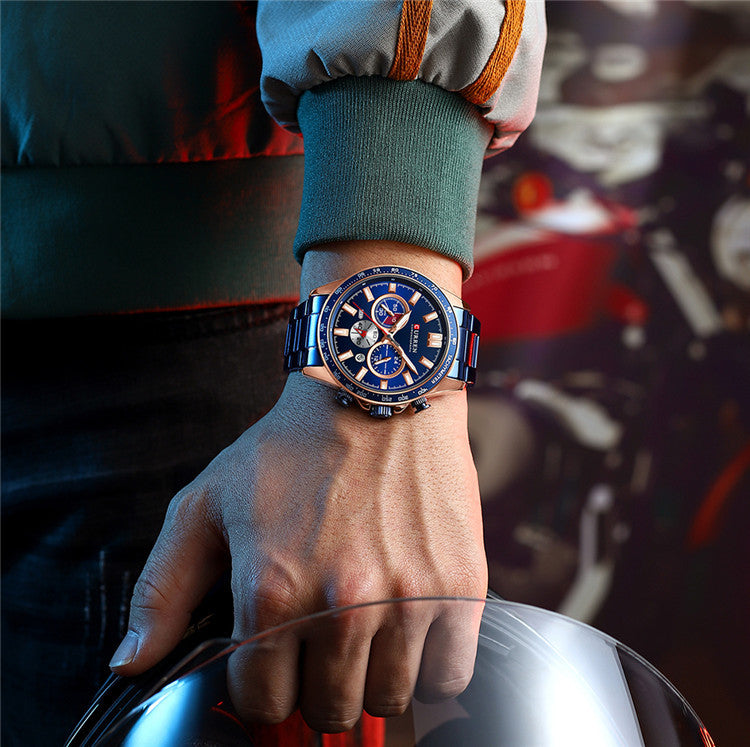Men's Waterproof Calendar Steel Belt Quartz Watch