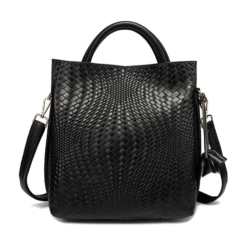 Genuine Leather Women&#039;s Bag New Arrival Large Capacity Handbag Women&#039;s Elegant Hand Carrying Shoulder Woven Pattern Women&#039;s Bag