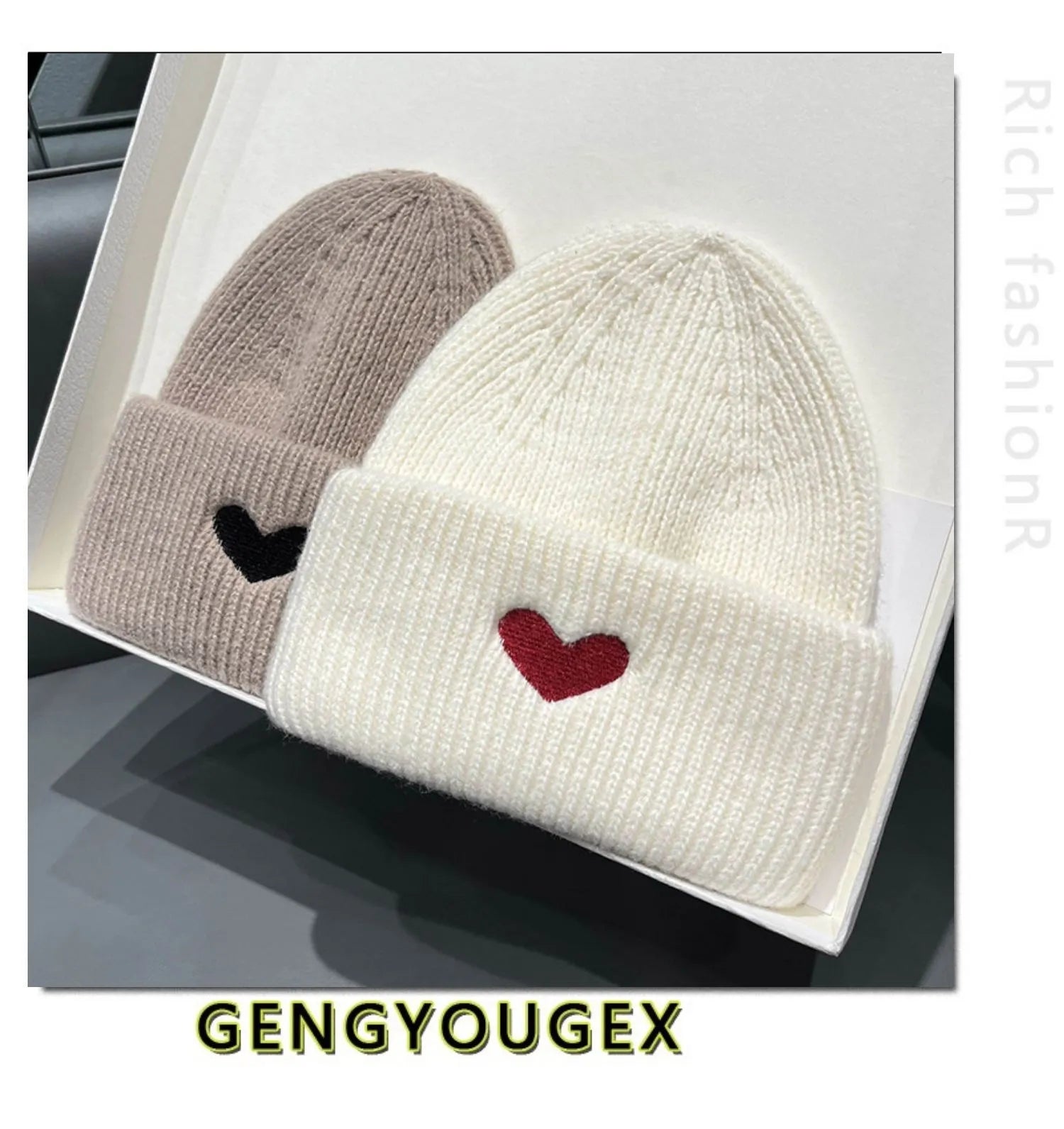 Sweet Loving Heart Embroidery Woolen Cap Children
