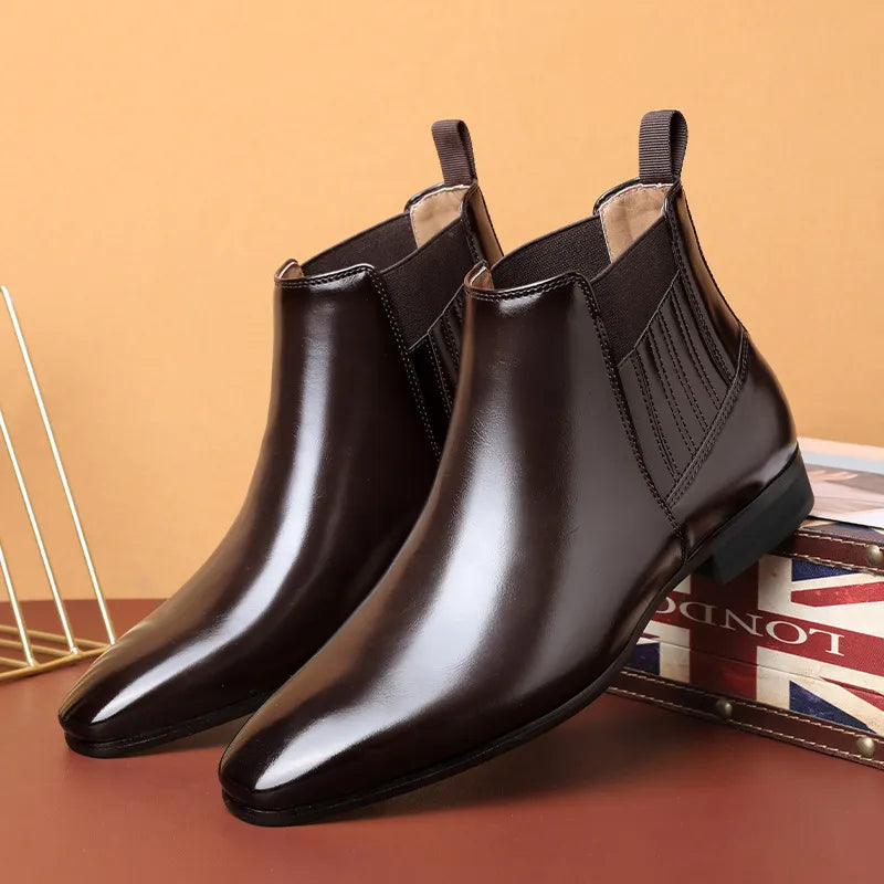 Pointed Toe Chelsea-style Boots For Men Fashion British Style