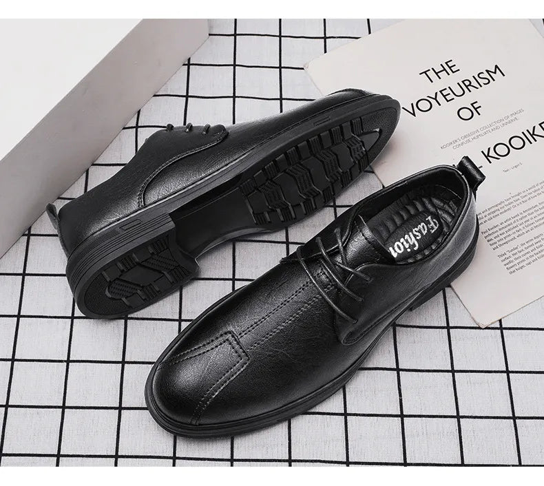 Plus Size Men's Casual Shoes Genuine Leather Lace-up Soft Bottom