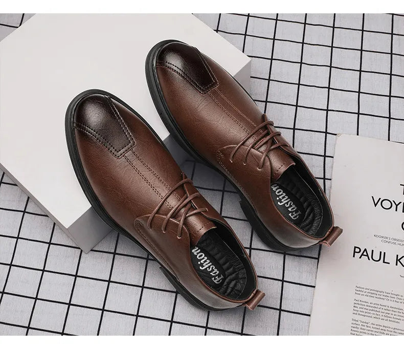 Plus Size Men's Casual Shoes Genuine Leather Lace-up Soft Bottom