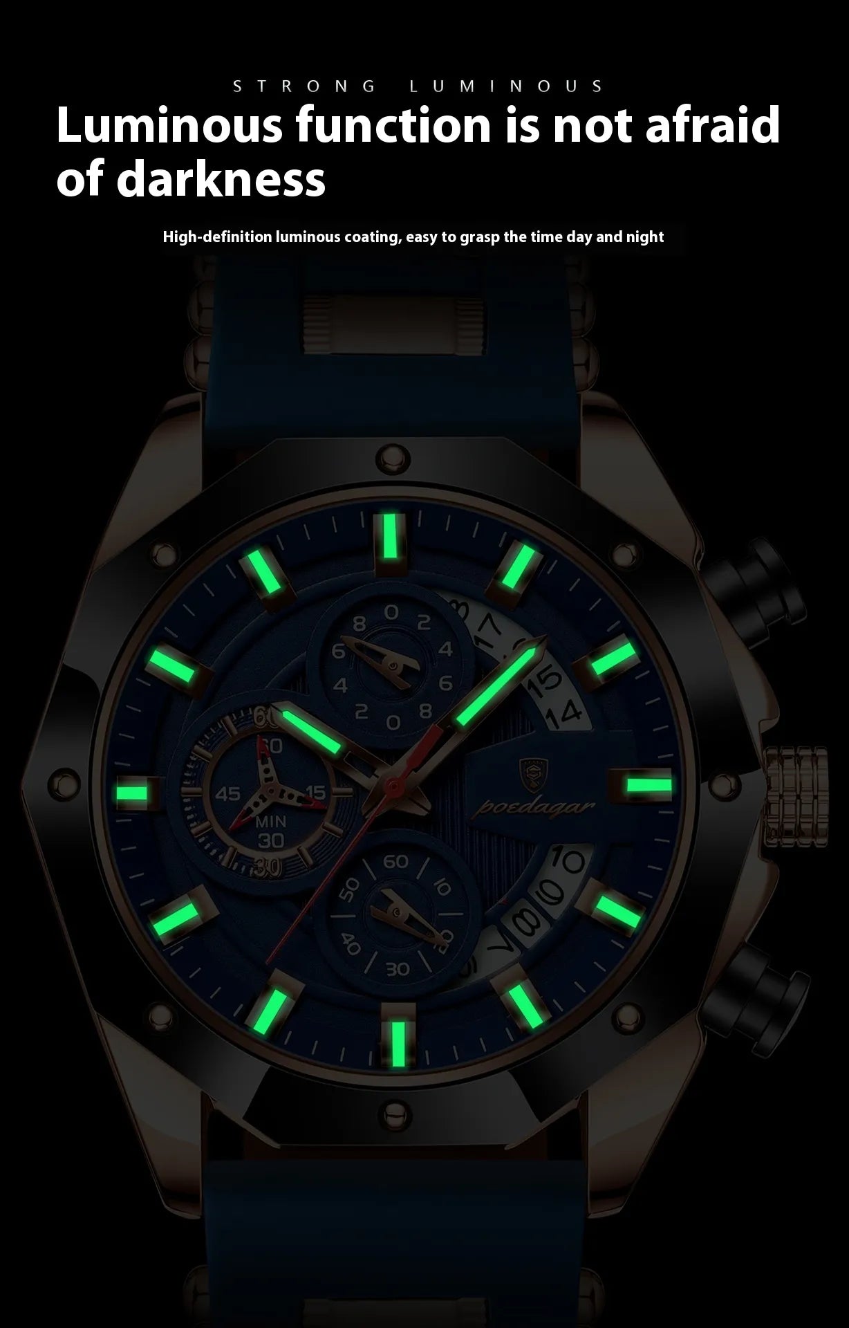Silicone Band Multi-function Chronograph Men's Watch
